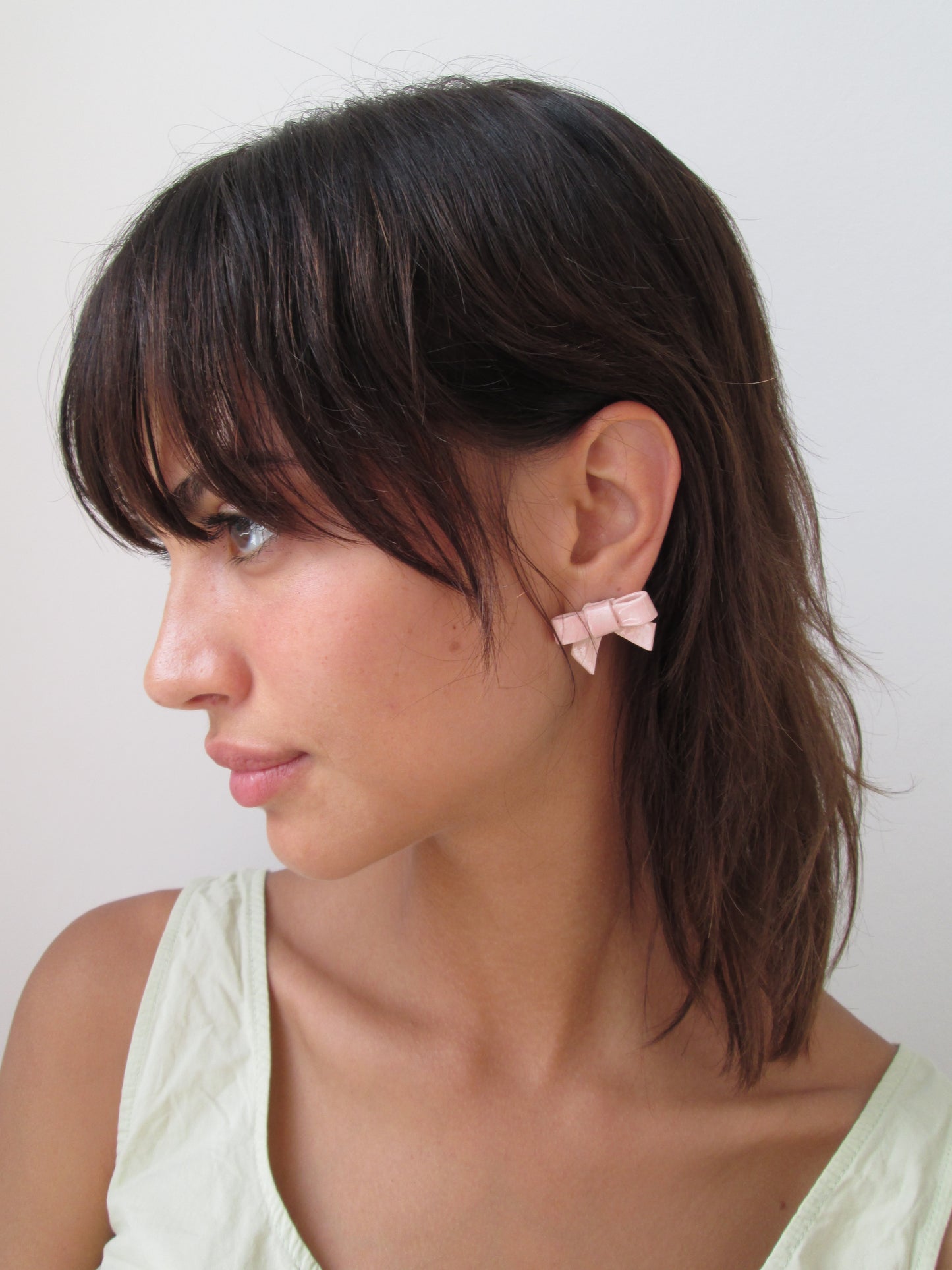 Ceramic Bow Earrings (Short Tails)