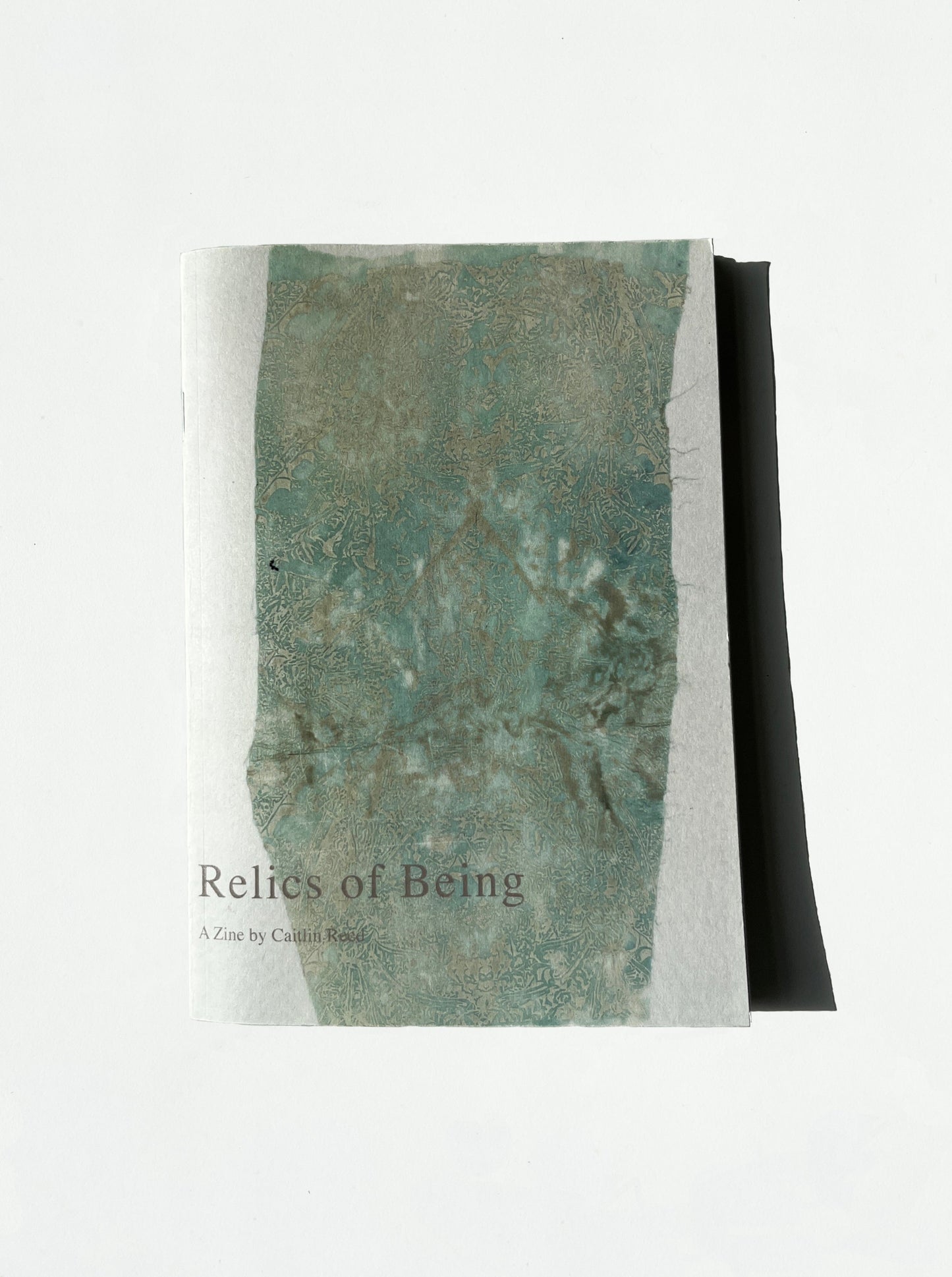 Handmade, existential, moss green, zine, relics of being