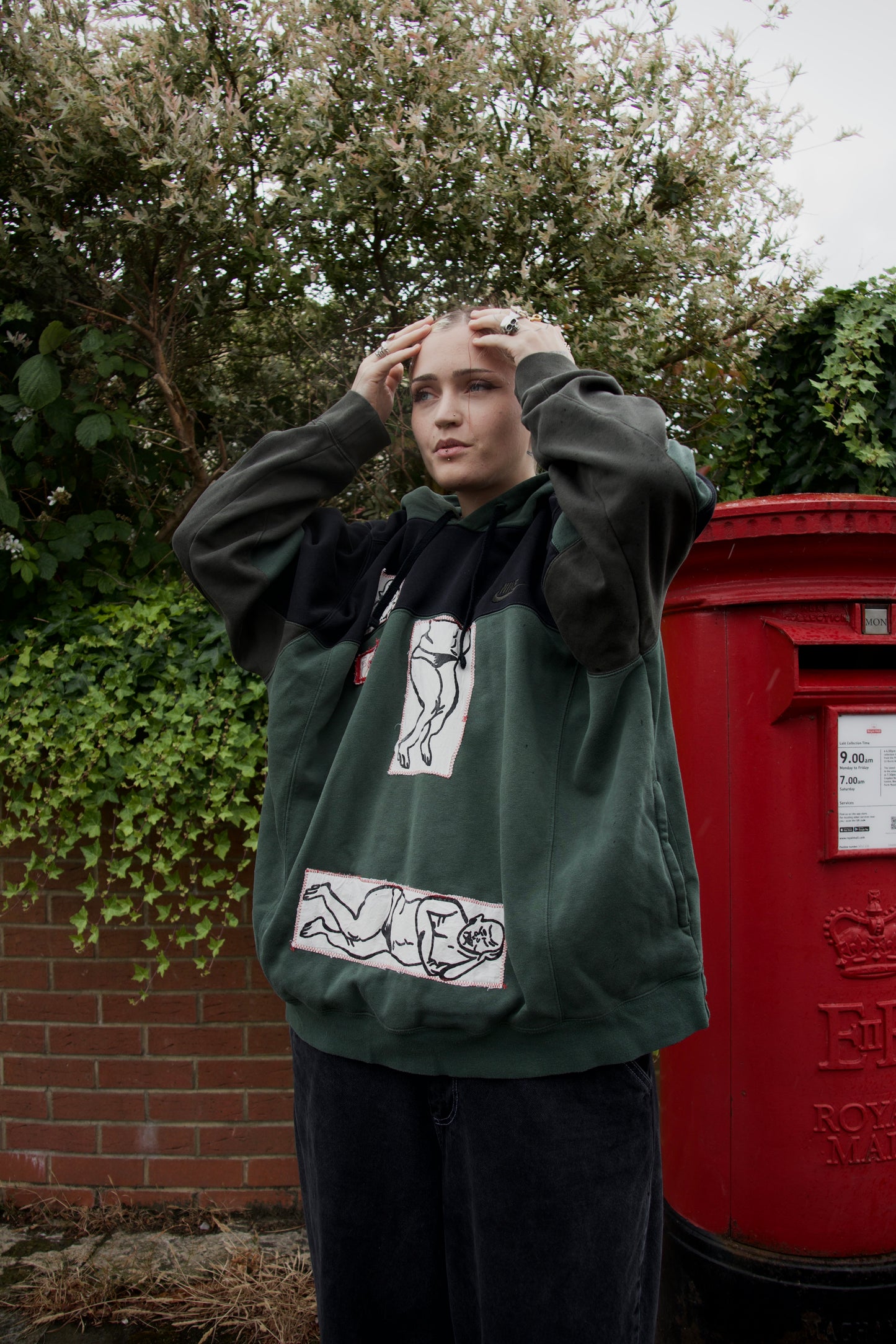 Reworked Nike Green Hoodie