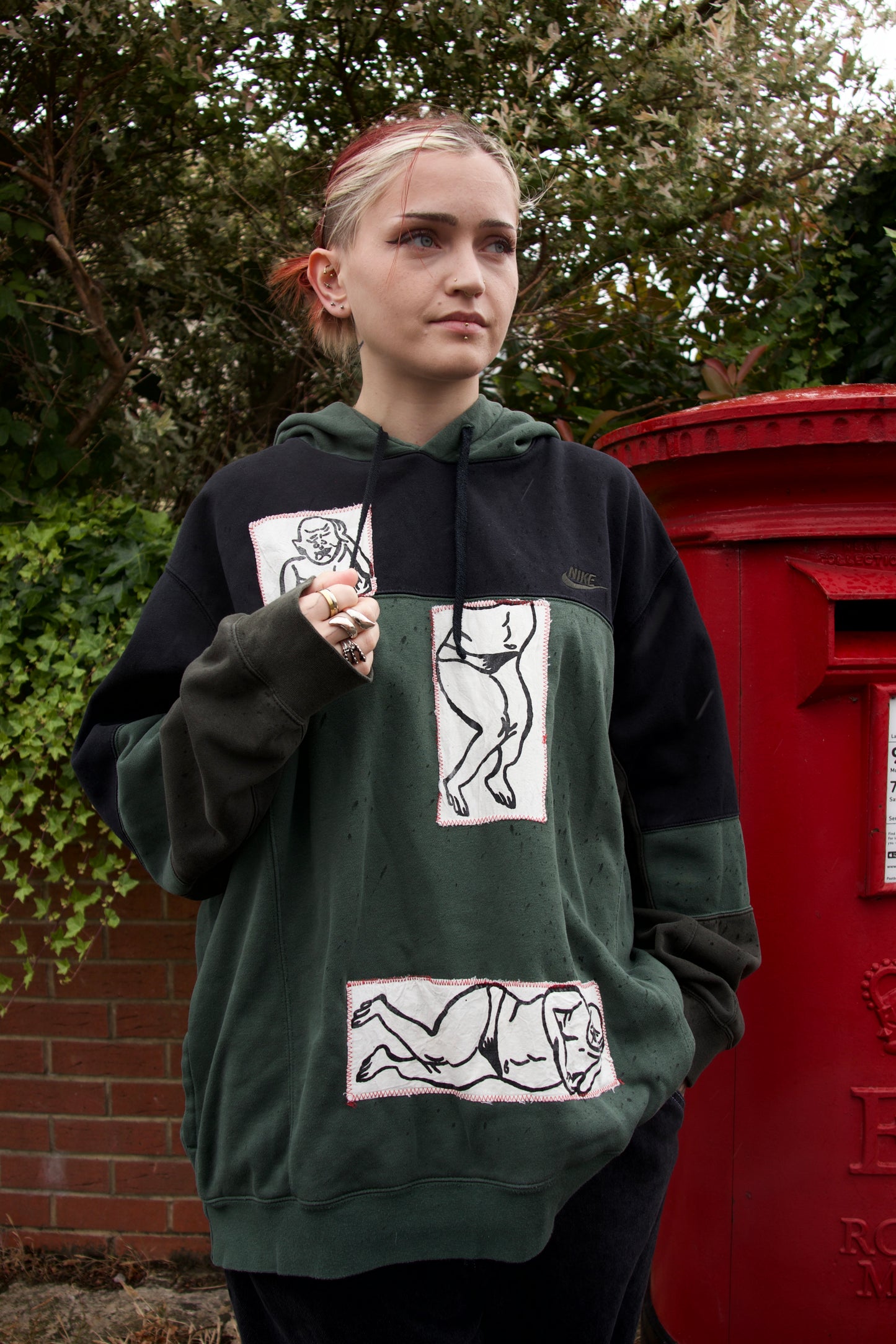 Reworked Nike Green Hoodie
