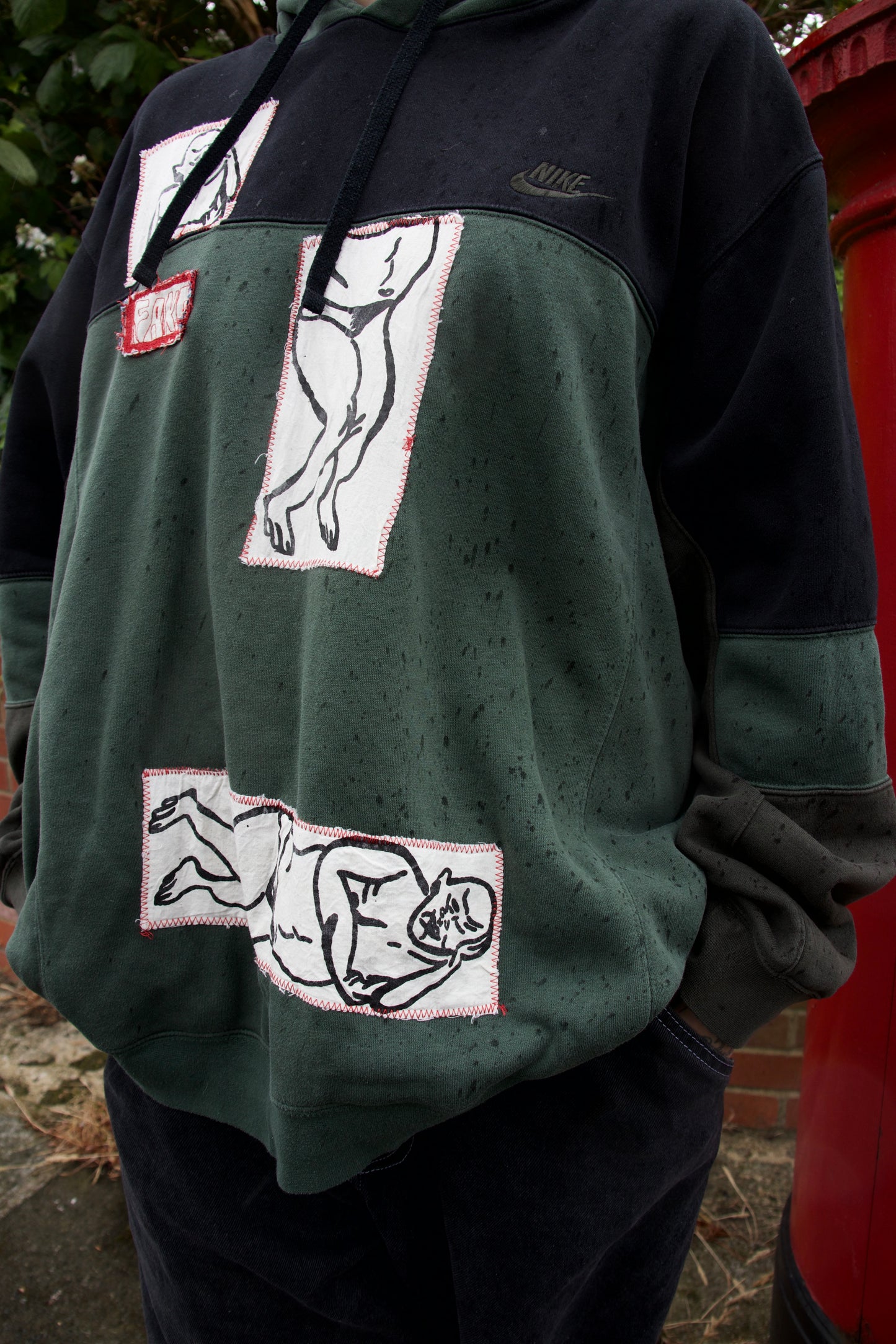 Reworked Nike Green Hoodie