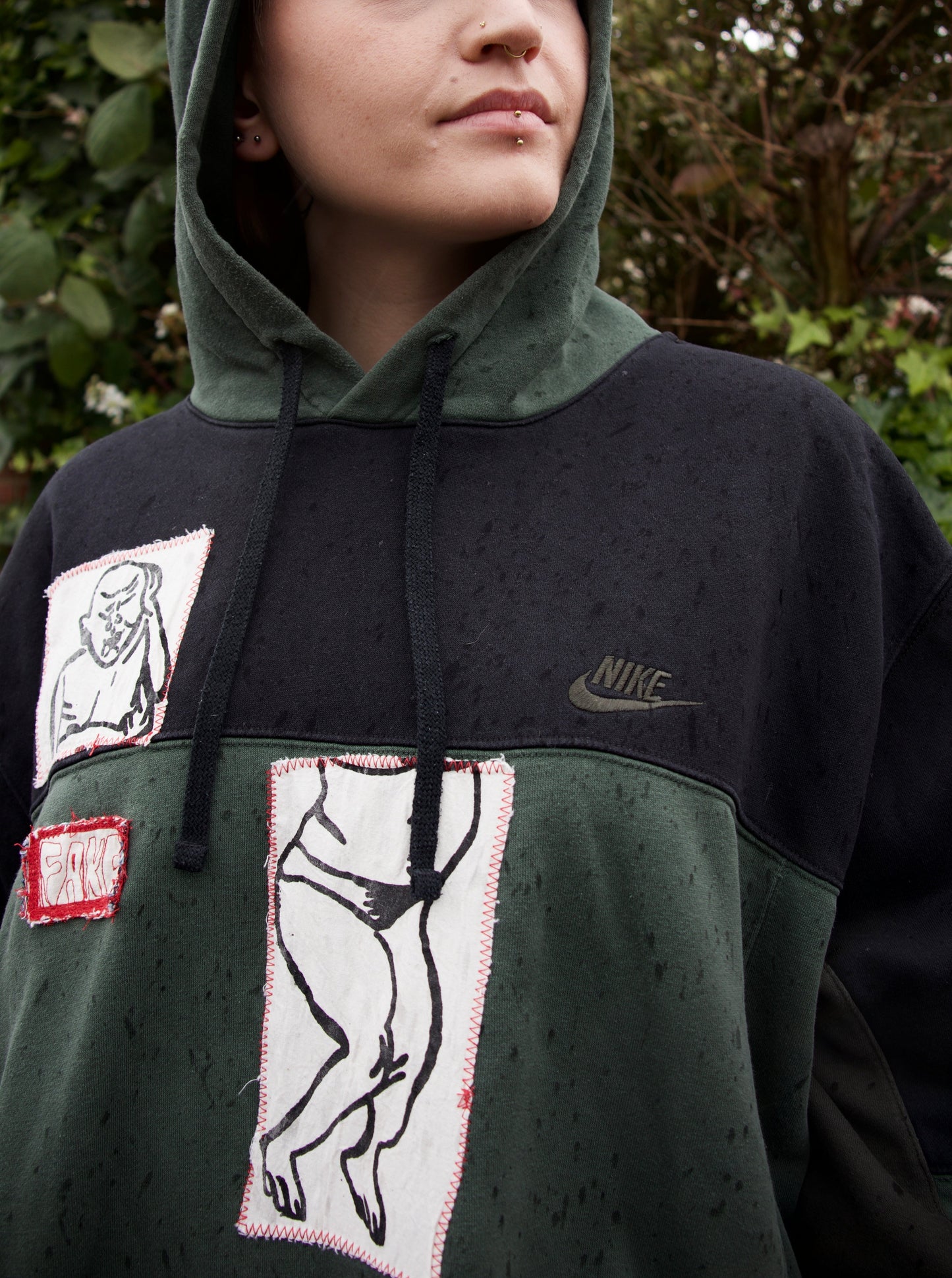 Reworked Nike Green Hoodie