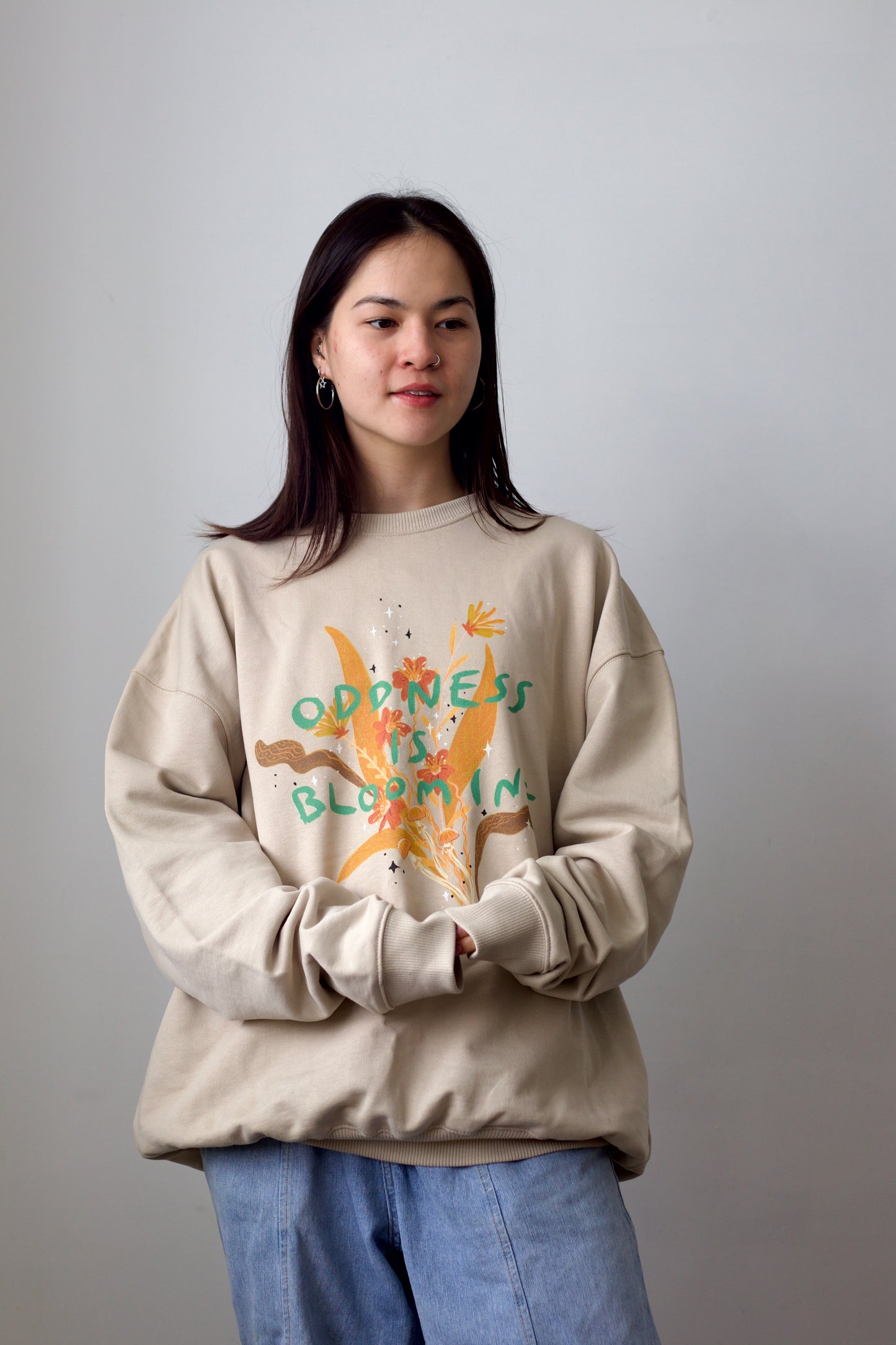 Oddness is Blooming Oversized Sweatshirt
