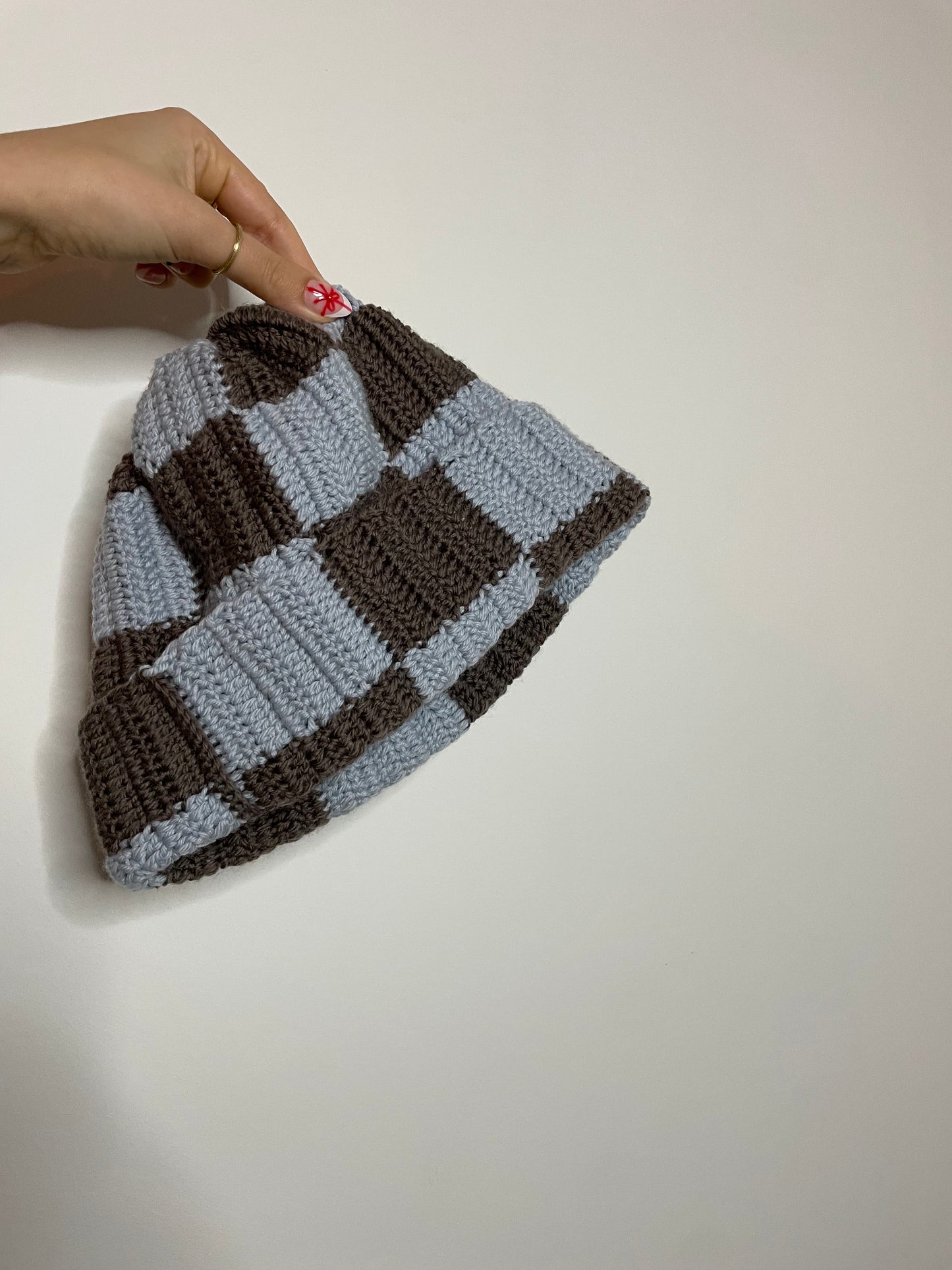 Check Taupe Beanie