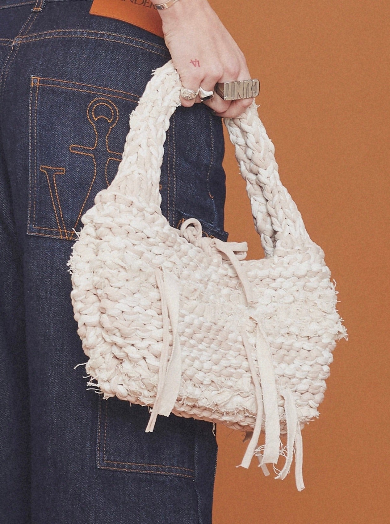 Cream Denim Halo Bag
