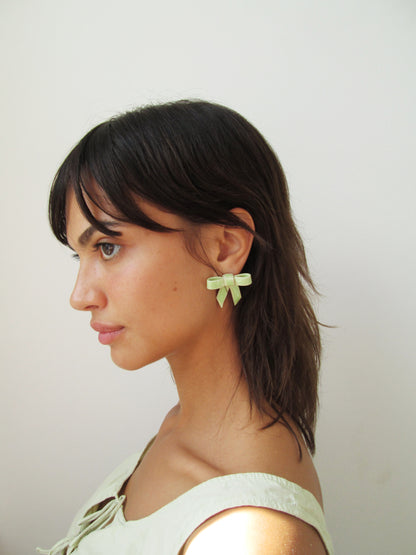 Ceramic Bow Earrings (Long Tails)