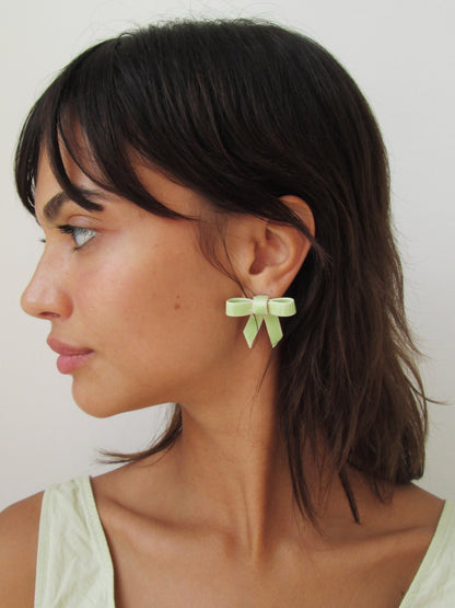 Ceramic Bow Earrings (Long Tails)