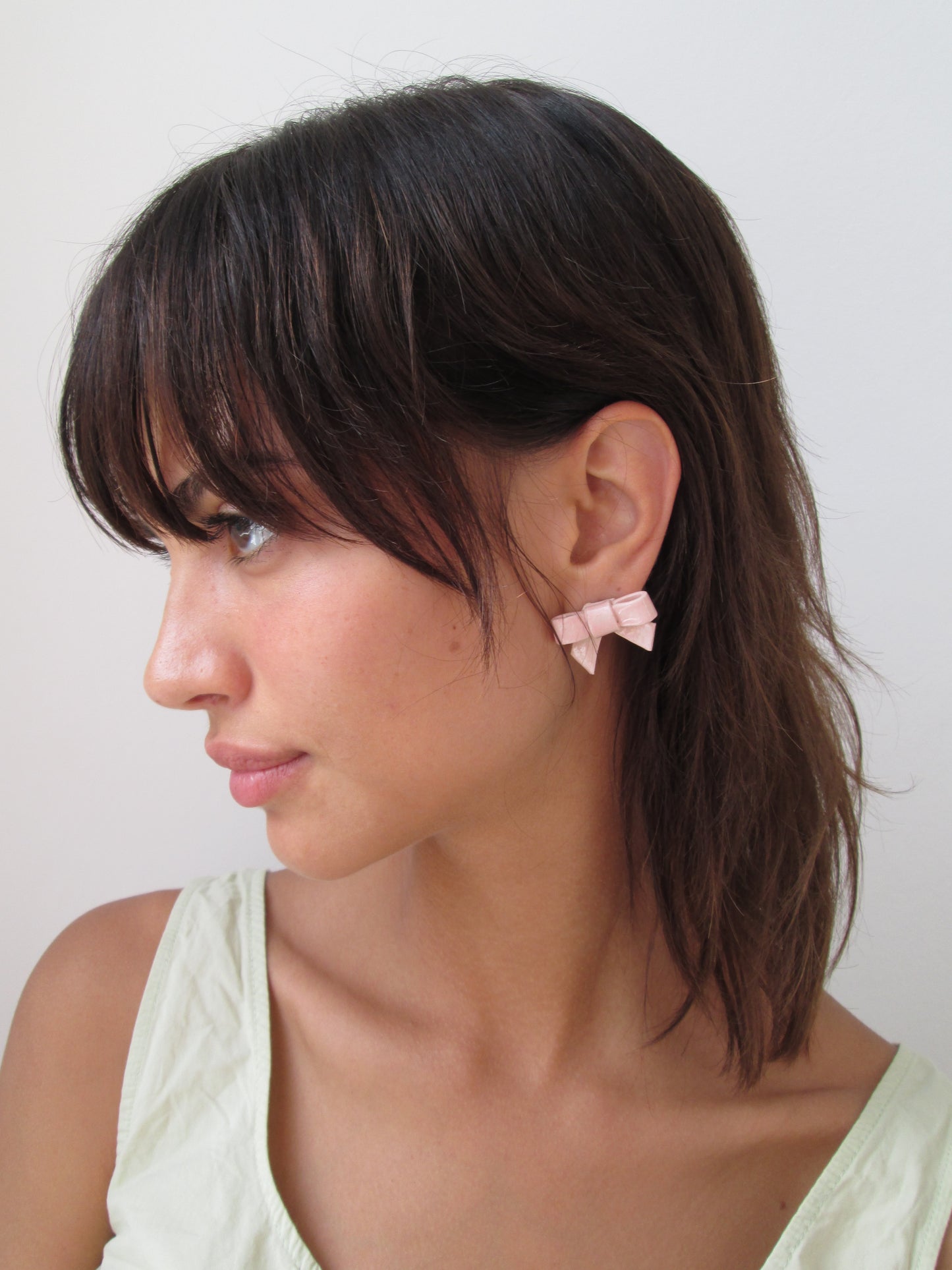 Ceramic Bow Earrings (Short Tails)