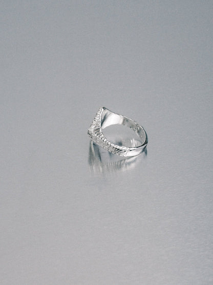 Biomorphic Diamond Signet, 925 silver