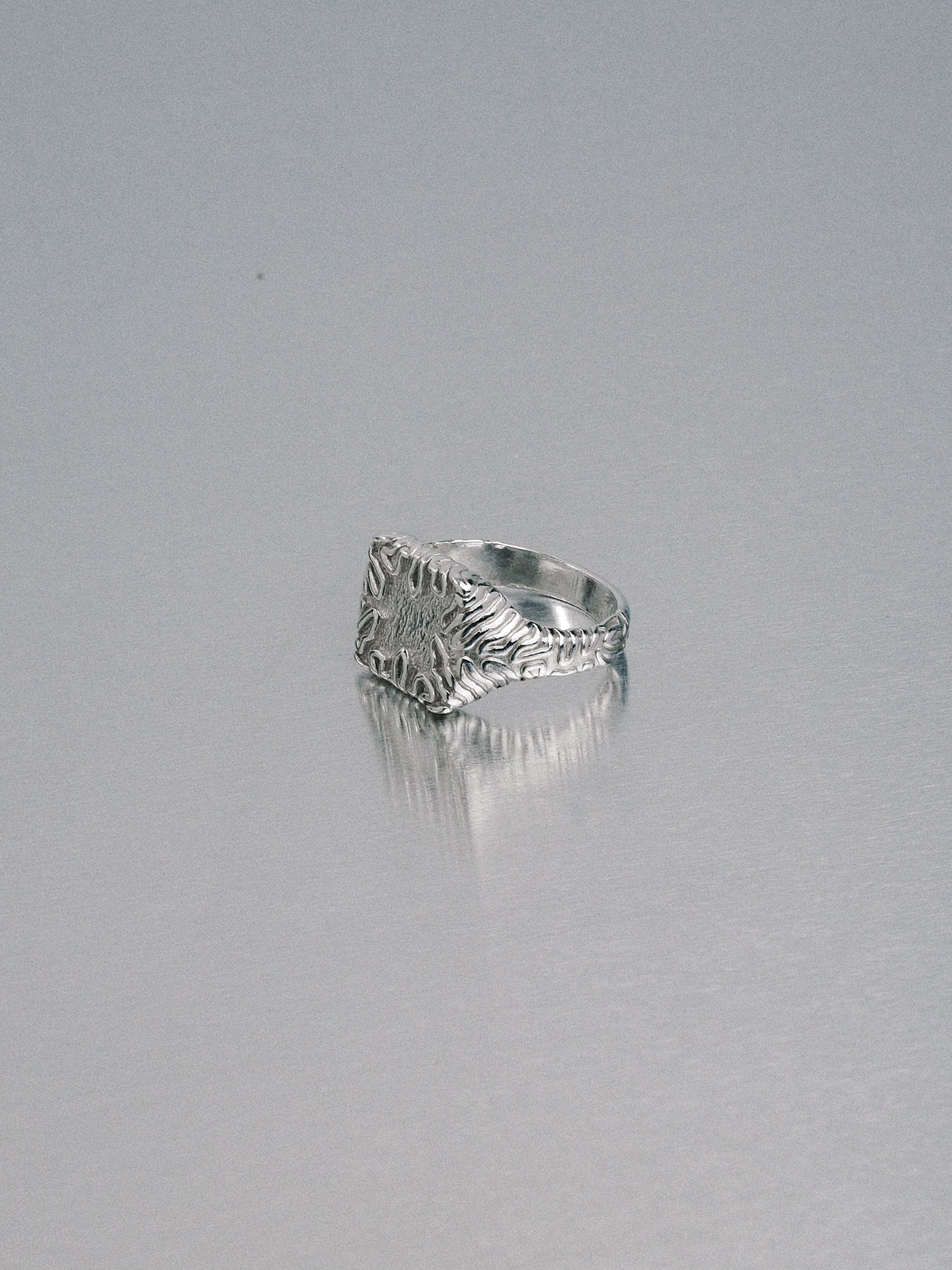 Biomorphic Square Signet, 925 silver