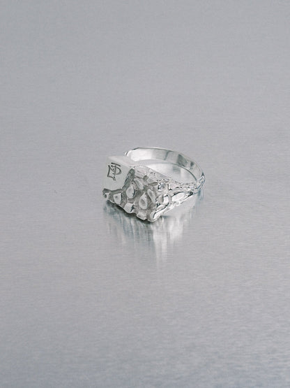 Asymmetric Nugget Chunky Ring, 935 silver