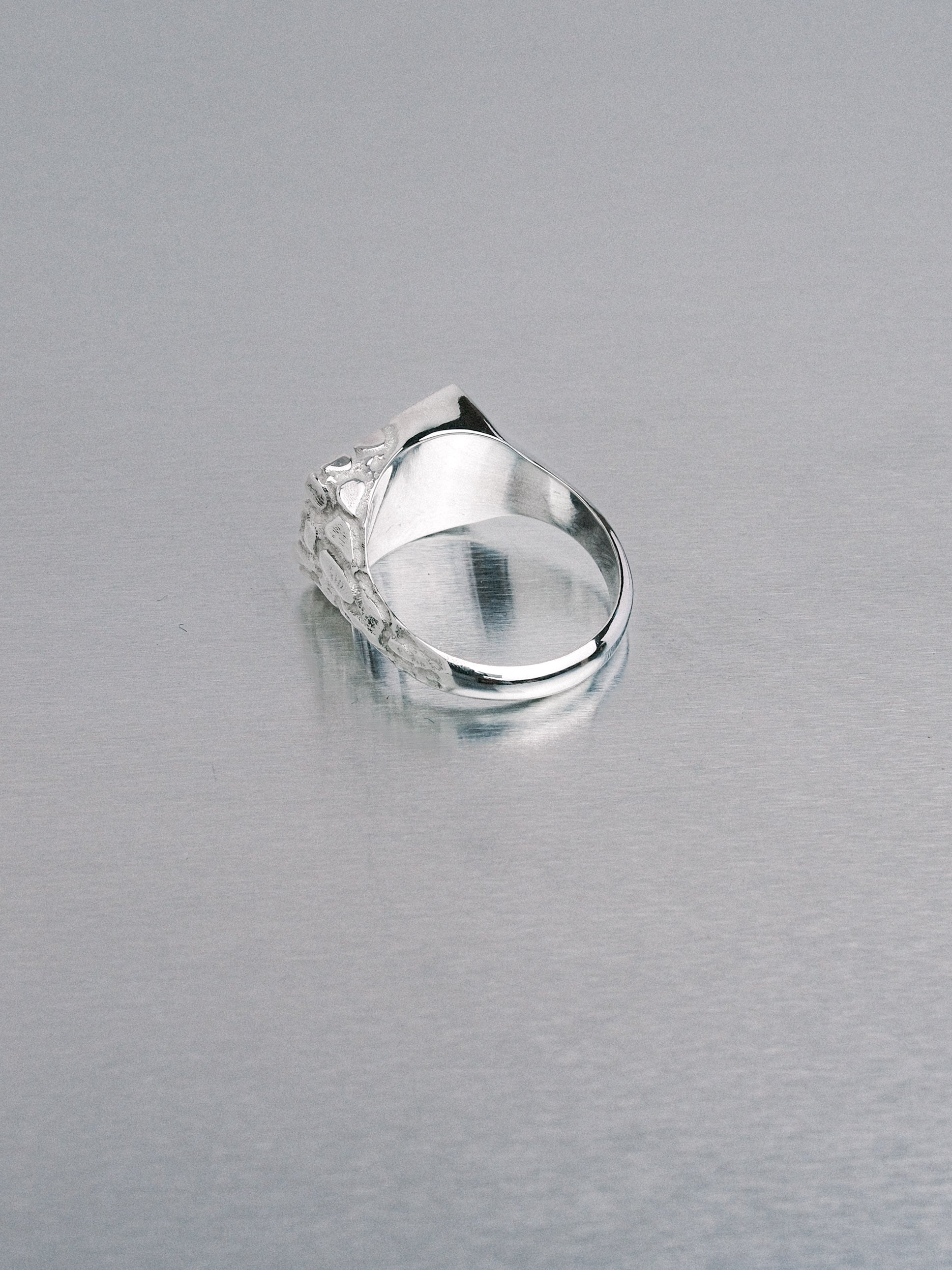 Asymmetric Nugget Chunky Ring, 935 silver