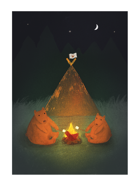 Campfire Bears - A3 Print